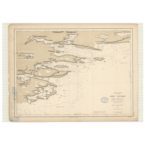 Reproduction carte marine ancienne Shom - 2728 - FALKLAND (îles), MALOUINES (îles), FITZROY (Port), pLEASANT (Port) -