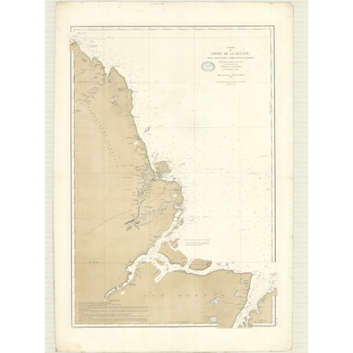 Carte marine ancienne - 2729 - GUYANE, CAYENNE, AMAZONE (Embouchure) - ATLANTIQUE, AMERIQUE DU SUD (Côte Nord-Est) - (1868 - ?)