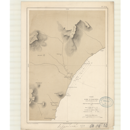 Reproduction of old nautical chart - 2734 - ALOUSHTA (Rade), ALUSHTA (Baie) - U.R.S.S. (Côte Sud), CRIMEE - NOIRE (Mer) - (1868