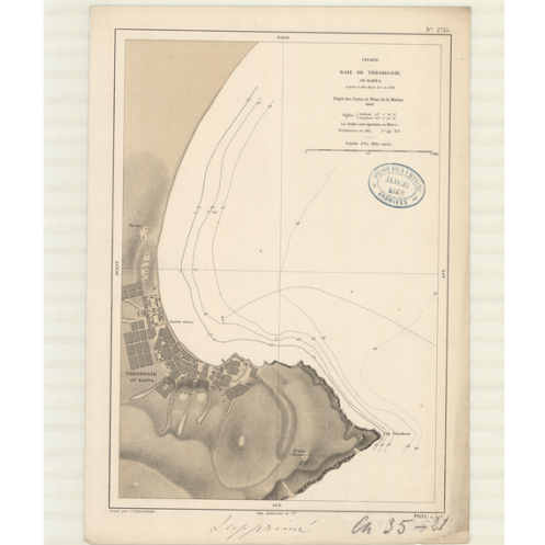 Reproduction of old nautical chart - 2735 - THEODOSIE (Baie), KAFFA (Baie) - U.R.S.S. (Côte Sud), CRIMEE - NOIRE (Mer) - (1868 -