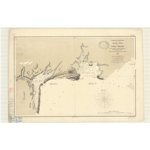 Carte marine ancienne - 2743 - FALKLAND (îles), MALOUINES (îles), FOX (Baie), EDGAR (Port) - - ATLANTIQUE, AMERIQUE DU SUD (Côte
