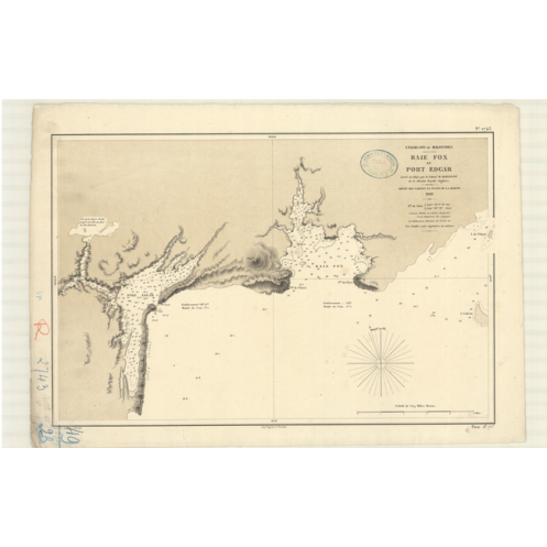 Reproduction carte marine ancienne - 2743 - FALKLAND (îles), MALOUINES (îles), FOX (Baie), EDGAR (Port) - - ATLANTIQUE, AMERIQUE