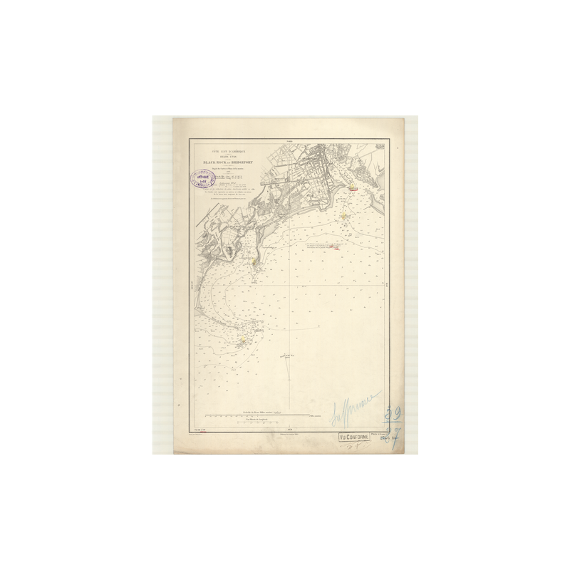 Reproduction carte marine ancienne Shom - 2746 - BLACK ROCK, BRIDGEPORT - ETATS-UNIS (Côte Est) - Atlantique,AMERIQUE D
