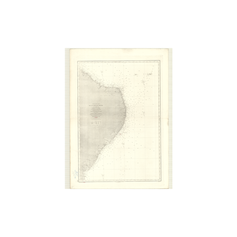 Reproduction carte marine ancienne - 2753 - CEARA, BAHIA - BRESIL - ATLANTIQUE, AMERIQUE DU SUD (Côte Est) - (1868 - ?)