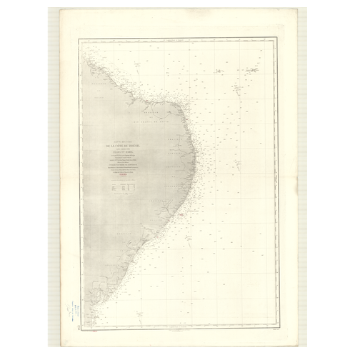 Reproduction carte marine ancienne Shom - 2753 - CEARA, BAHIA - BRESIL - Atlantique,AMERIQUE de SUD (Côte Est) - (1868