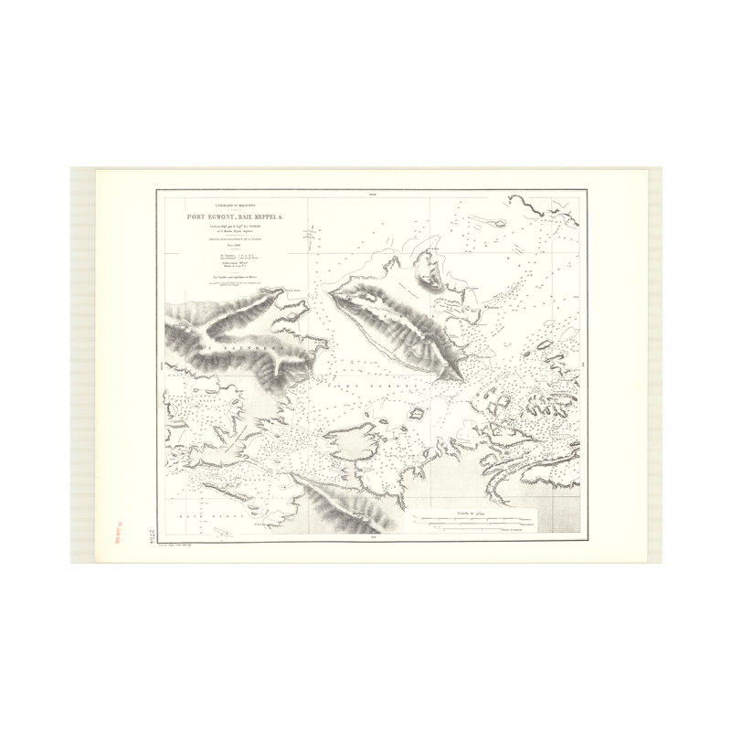 Reproduction carte marine ancienne Shom - 2754 - FALKLAND (îles), MALOUINES (îles), EGMONT (Port), KEPPEL (Baie) - ATL