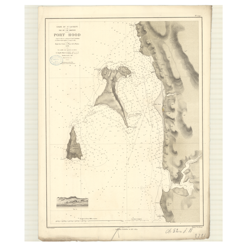 Reproduction carte marine ancienne Shom - 2791 - SAINT-LAURENT (Golfe), CAP BRETON (île), HOOD (Port) - CANADA (Côte E