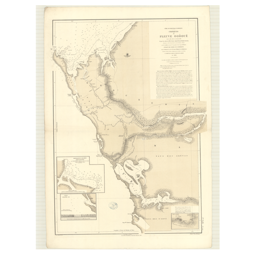 Reproduction carte marine ancienne Shom - 2792 - OGOOUE (Fleuve) - GABON - Atlantique,AFRIQUE (Côte Ouest) - (1869 - 18