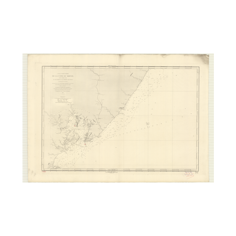 Reproduction carte marine ancienne - 2798 - BAHIA (Abords), TARIRI (Rio), SAO PAOLO - BRESIL - ATLANTIQUE, AMERIQUE DU SUD (Côte