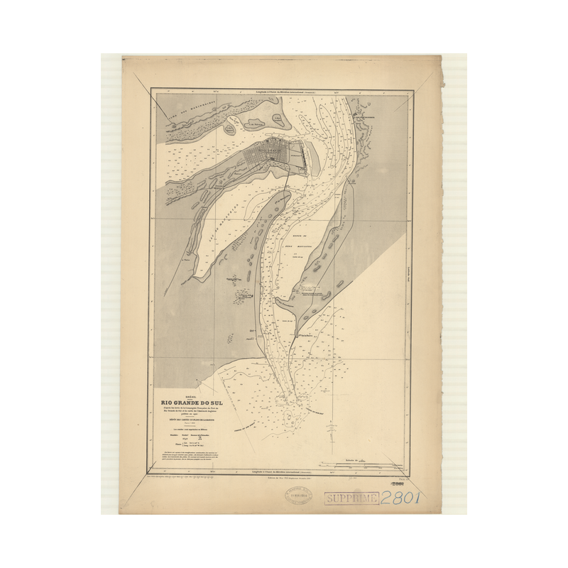 Reproduction carte marine ancienne - 2801 - RIO GRANDE DO SUL - BRESIL - ATLANTIQUE, AMERIQUE DU SUD (Côte Est) - (1869 - ?)