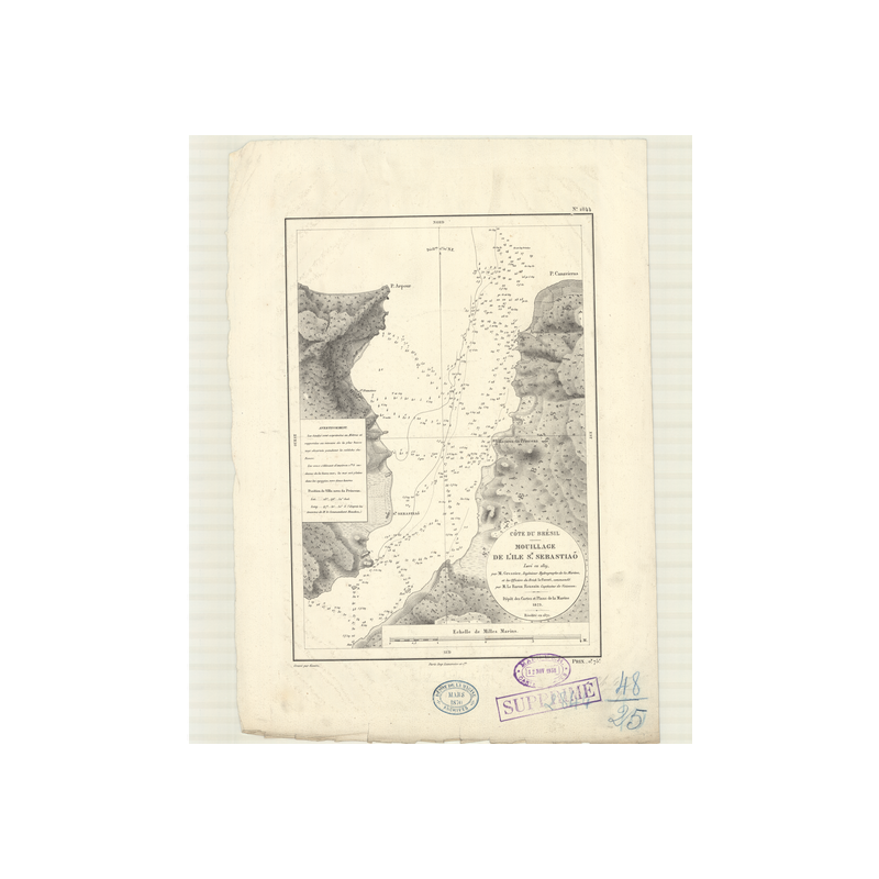Reproduction carte marine ancienne - 2844 - SAN SEBASTIAO (île - Mouillage) - BRESIL - ATLANTIQUE, AMERIQUE DU SUD (Côte Est) -