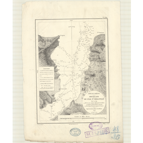 Carte marine ancienne - 2844 - SAN SEBASTIAO (île - Mouillage) - BRESIL - ATLANTIQUE, AMERIQUE DU SUD (Côte Est) - (1823 - 1938)