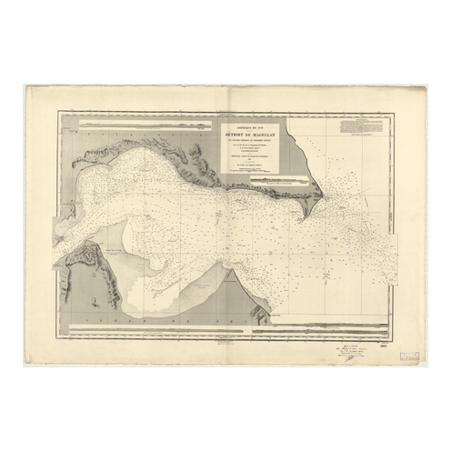 Reproduction carte marine ancienne Shom - 2869 - MAGELLAN (Détroit) - CHILI - Atlantique,AMERIQUE de SUD (Côte Est) -