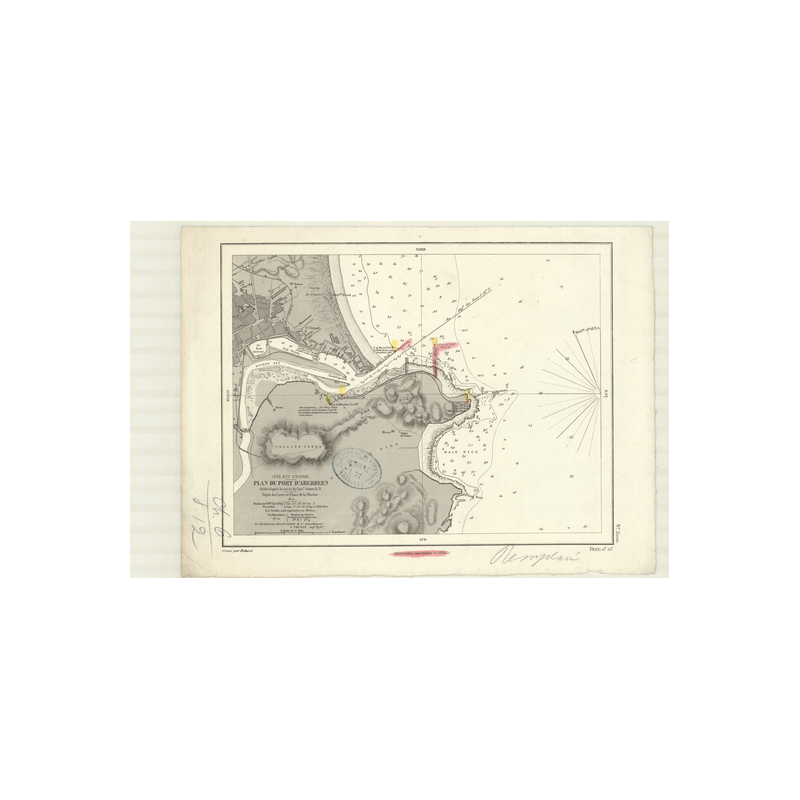 Reproduction carte marine ancienne Shom - 3000 - ABERDEEN (Port) - ECOSSE (Côte Est) - Atlantique,NORD (Mer) - (1871 -