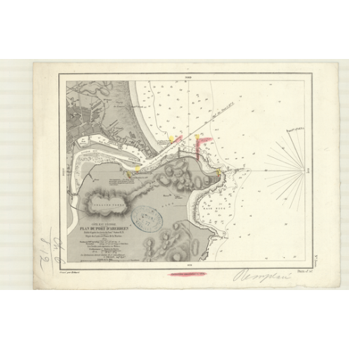Reproduction carte marine ancienne Shom - 3000 - ABERDEEN (Port) - ECOSSE (Côte Est) - Atlantique,NORD (Mer) - (1871 -