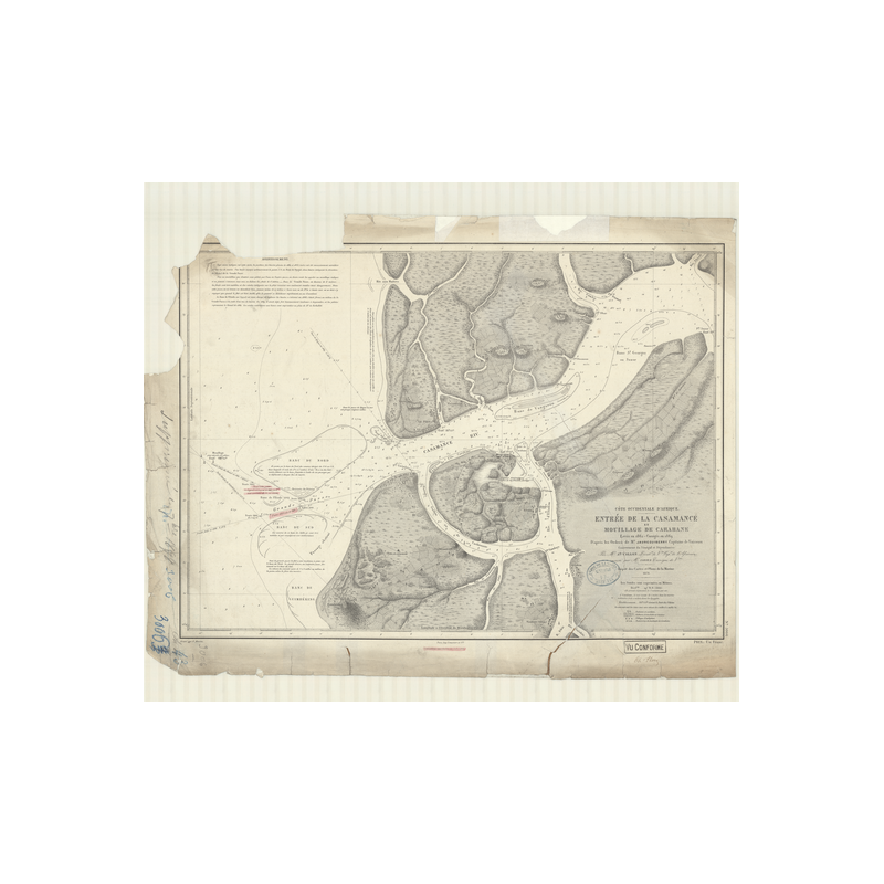 Reproduction carte marine ancienne Shom - 3006 - CASAMANCE (Embouchure) - GAMBIE - Atlantique,AFRIQUE (Côte Ouest) - (1