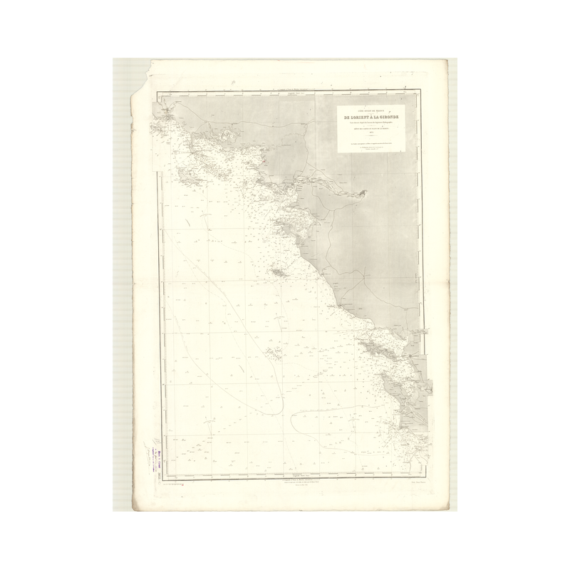 Reproduction carte marine ancienne Shom - 3033 - LORIENT, GIRONDE - FRANCE (Côte Ouest) - Atlantique - (1872 - ?)