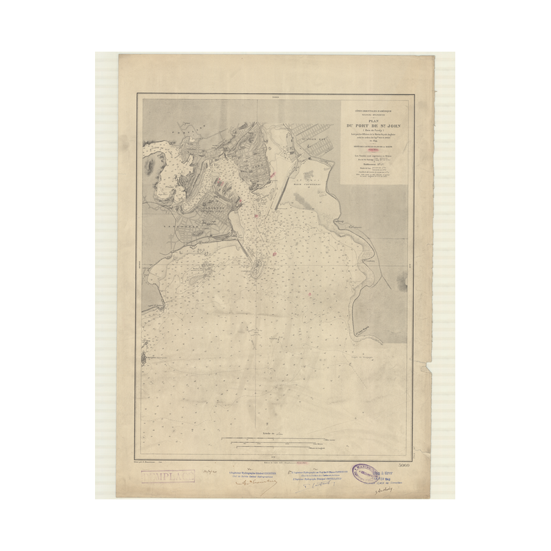 Reproduction carte marine ancienne Shom - 3060 - NOUVEAU BRUNSWICK, FUNDY (Baie), SAINT-JEAN (Port) - Atlantique,AMERIQU