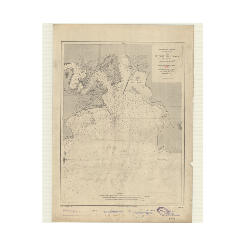 Reproduction carte marine ancienne - 3060 - NOUVEAU BRUNSWICK, FUNDY (Baie), SAINT-JEAN (Port) - ATLANTIQUE, AMERIQUE DU NORD (C