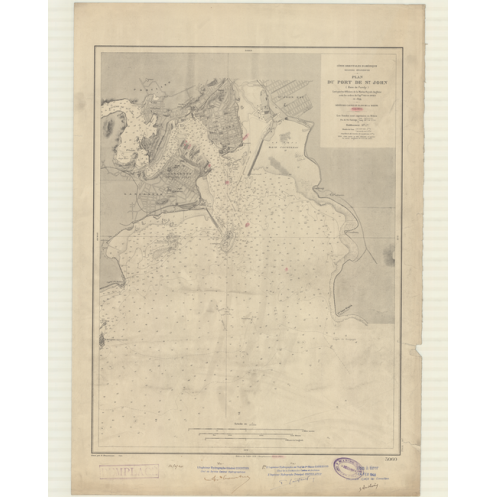 Reproduction carte marine ancienne Shom - 3060 - NOUVEAU BRUNSWICK, FUNDY (Baie), SAINT-JEAN (Port) - Atlantique,AMERIQU