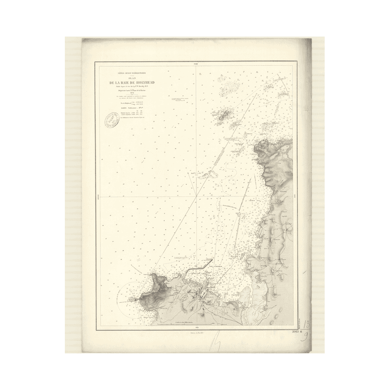 Reproduction carte marine ancienne - 3063 - SAINT-GEORGES (Canal), HOLYHEAD (Baie) - ANGLETERRE (Côte Ouest) - ATLANTIQUE, IRLAN