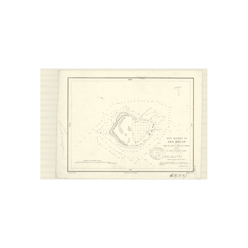 Reproduction carte marine ancienne - 3122 - ROCAS (îles), LAS ROCAS (îles) - BRESIL - ATLANTIQUE, AMERIQUE DU SUD (Côte Est) - (