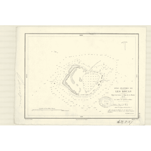 Reproduction carte marine ancienne Shom - 3122 - ROCAS (îles), LAS ROCAS (îles) - BRESIL - Atlantique,AMERIQUE de SUD