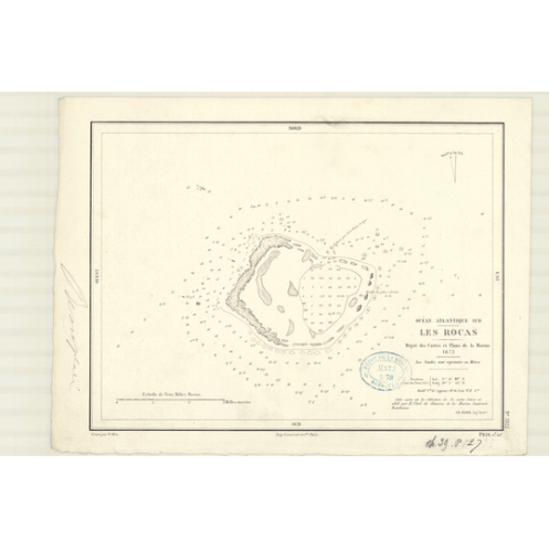 Carte marine ancienne - 3122 - ROCAS (îles), LAS ROCAS (îles) - BRESIL - ATLANTIQUE, AMERIQUE DU SUD (Côte Est) - (1872 - 1936)
