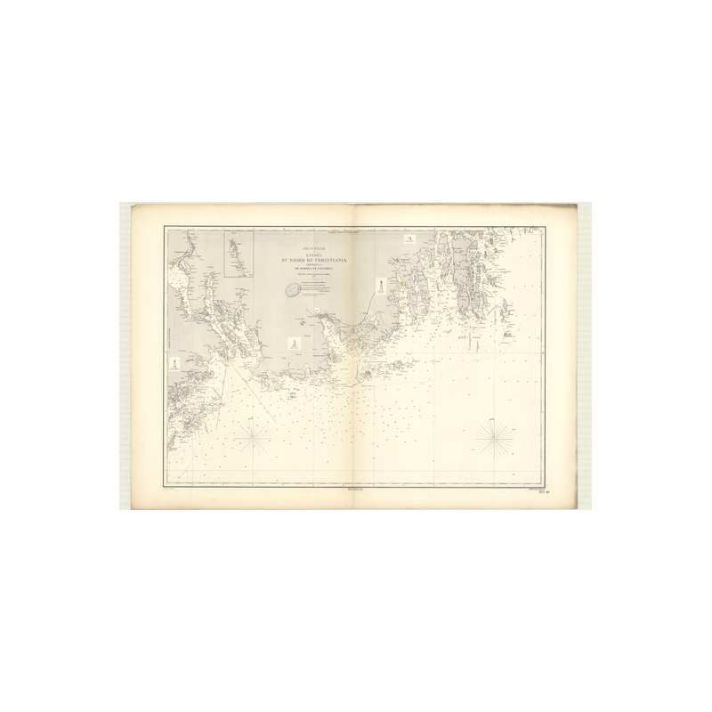 Reproduction carte marine ancienne - 3132 - SKAGERRAK, CHRISTIANIA (Fjord - Entrée), JOMFRULAND, FULEHUK - NORVEGE (Côte Sud) -