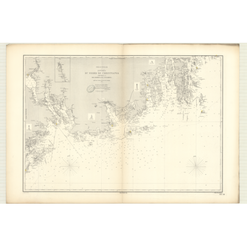 Reproduction carte marine ancienne Shom - 3132 - SKAGERRAK, CHRISTIANIA (Fjord - Entrée), JOMFRULAND, FULEHUK - NORVEGE
