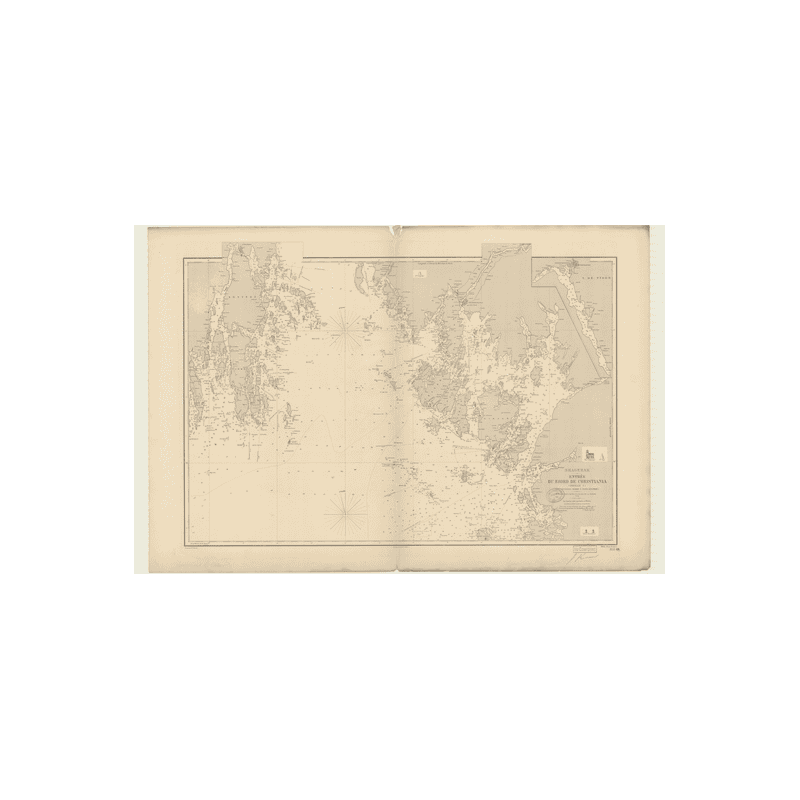 Reproduction carte marine ancienne - 3133 - SKAGERRAK, CHRISTIANIA (Fjord - Entrée), TONSBERG FJORD, NORD KOSTER - NORVEGE (Côte