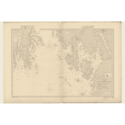 Reproduction carte marine ancienne Shom - 3133 - SKAGERRAK, CHRISTIANIA (Fjord - Entrée), TONSBERG FJORD, NORD KOSTER -