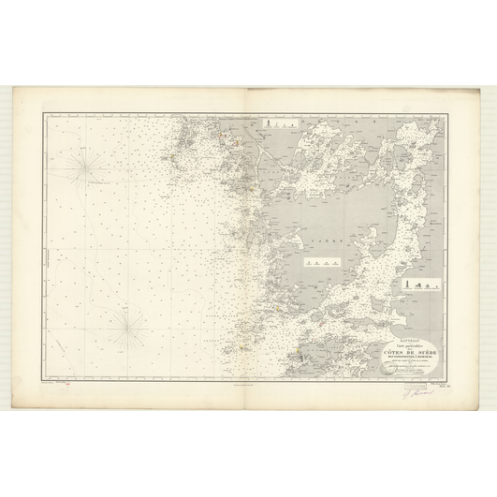 Reproduction carte marine ancienne Shom - 3134 - KATTEGAT, MASESKAR, pATERNOSTER - SUEDE (Côte Ouest) - Atlantique,NORD