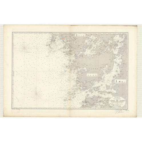 Reproduction carte marine ancienne - 3134 - KATTEGAT, MASESKAR, PATERNOSTER - SUEDE (Côte Ouest) - ATLANTIQUE, NORD (Mer) - (187 Reproduction carte marine ancienne - 3134 - KATTEGAT, MASESKAR, PATERNOSTER - SUEDE (Côte Ouest) - ATLANTIQUE, NORD (Mer) - (187