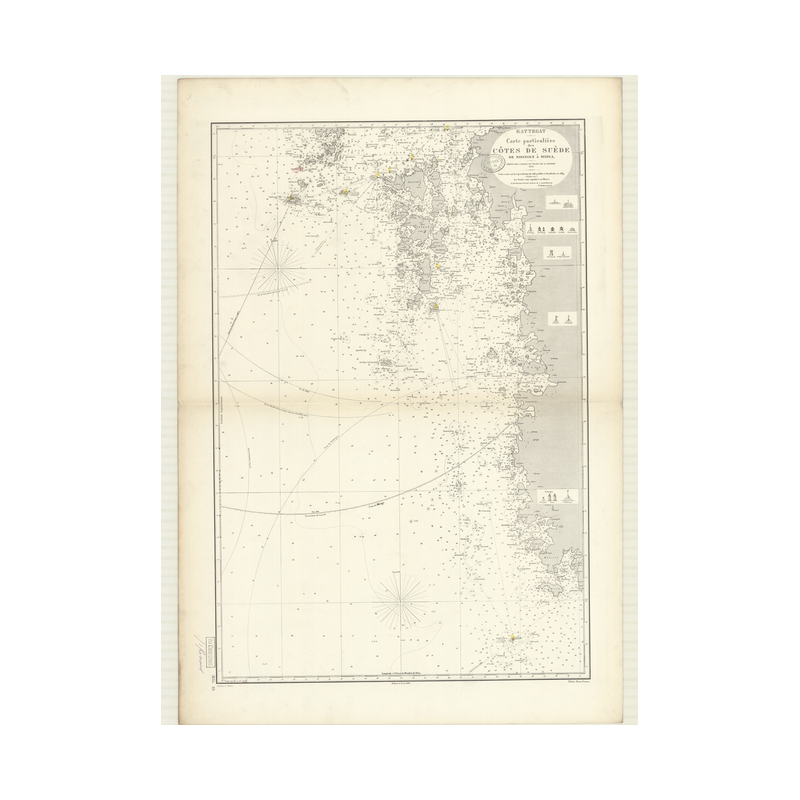 Carte marine ancienne - 3135 - KATTEGAT, WINGA, NIDINGEN - SUEDE (Côte Ouest) - ATLANTIQUE, NORD (Mer) - (1872 - 1893)