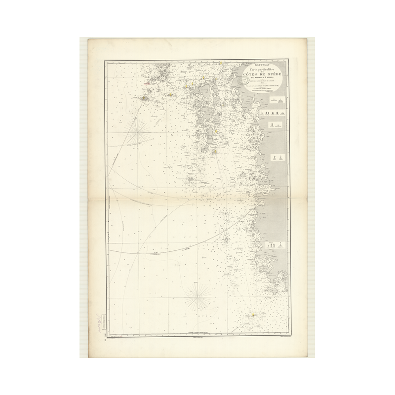 Reproduction carte marine ancienne - 3135 - KATTEGAT, WINGA, NIDINGEN - SUEDE (Côte Ouest) - ATLANTIQUE, NORD (Mer) - (1872 - 18