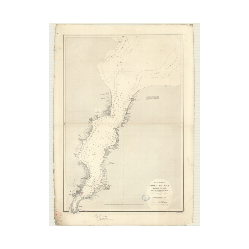 Reproduction carte marine ancienne - 3138 - KIELER FORDE, KIEL (Fjord) - ALLEMAGNE - BALTIQUE (Mer) - (1872 - 1880)