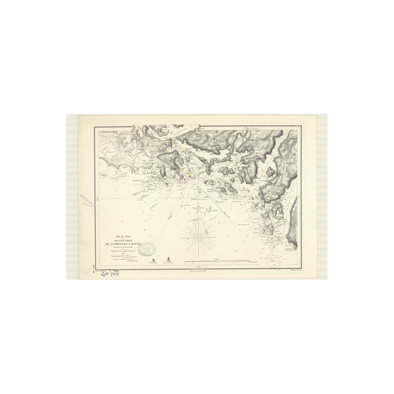 Carte marine ancienne - 3140 - LINDENAES, RAUNA - NORVEGE (Côte Sud) - ATLANTIQUE, NORD (Mer) - (1872 - 1899)