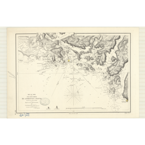 Carte marine ancienne - 3140 - LINDENAES, RAUNA - NORVEGE (Côte Sud) - ATLANTIQUE, NORD (Mer) - (1872 - 1899)