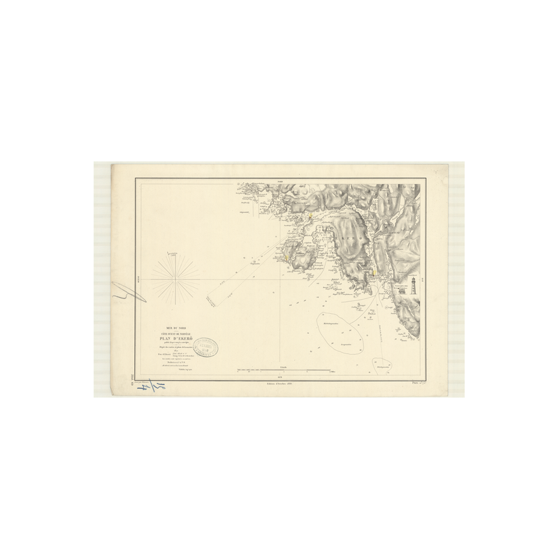 Reproduction carte marine ancienne Shom - 3141 - EKERO - NORVEGE (Côte Ouest) - Atlantique,NORD (Mer) - (1872 - 1909)