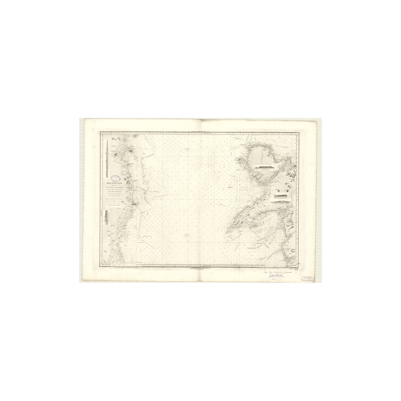 Reproduction carte marine ancienne Shom - 3153 - Angleterre (Côte Ouest),IRLANDE (Côte Est) - Atlantique,IRLANDE (Mer)