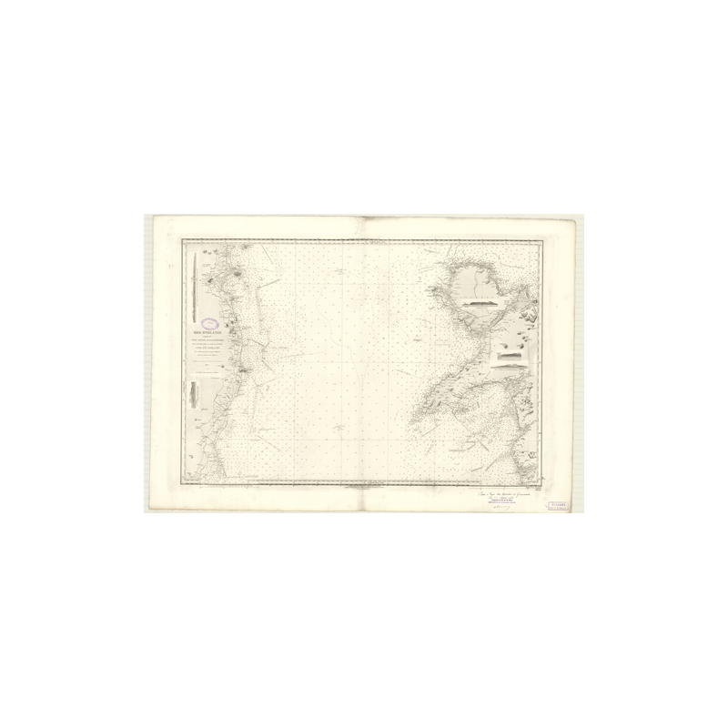 Reproduction carte marine ancienne - 3153 - ANGLETERRE (Côte Ouest), IRLANDE (Côte Est) - ATLANTIQUE, IRLANDE (Mer) - (1872 - 19