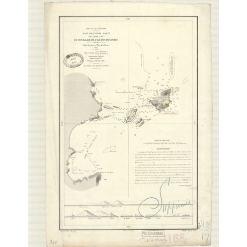 Reproduction carte marine ancienne - 3168 - PATAGONIE (Côte Est), OURS MARIN (Baie), SEA BEAR BAY, PINGOUINS (île) - ARGENTINE - Reproduction carte marine ancienne - 3168 - PATAGONIE (Côte Est), OURS MARIN (Baie), SEA BEAR BAY, PINGOUINS (île) - ARGENTINE -