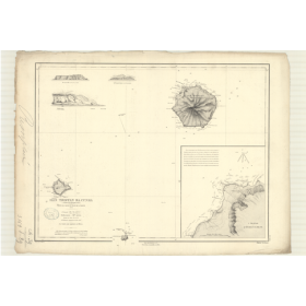 Reproduction carte marine ancienne Shom - 3169 - TRISTAN de CUNHA (île), INACCESSIBLE (île) - Atlantique - (1873 - ?)
