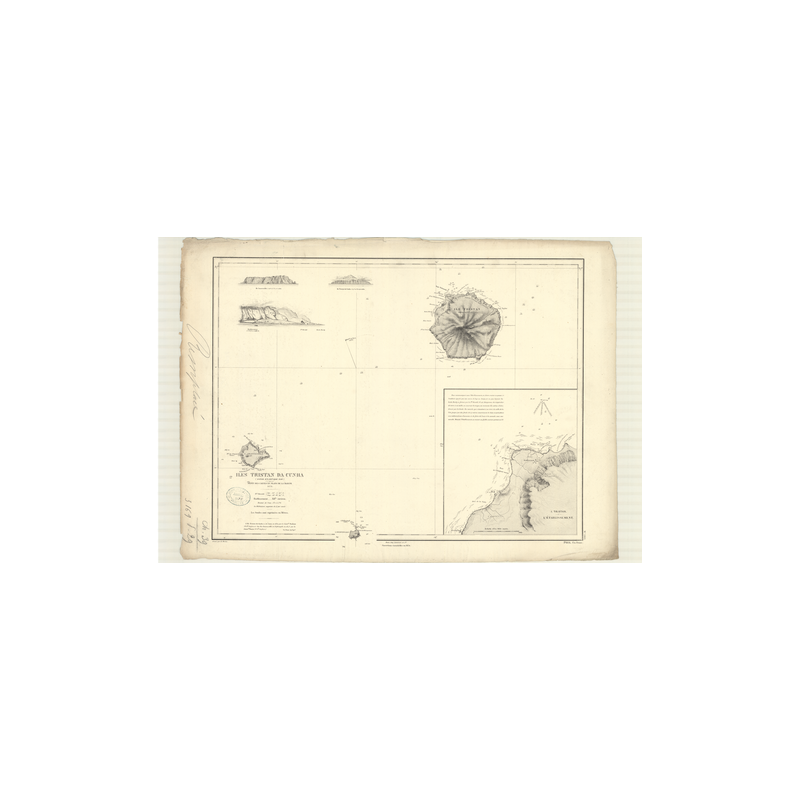 Carte marine ancienne - 3169 - TRISTAN de CUNHA (île), INACCESSIBLE (île) - Atlantique - (1873 - ?)