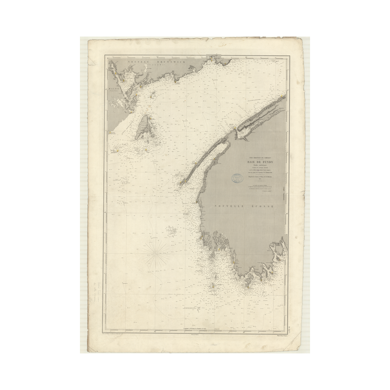Reproduction carte marine ancienne Shom - 3277 - FUNDY (Baie) - CANADA (Côte Est) - Atlantique,AMERIQUE de NORD (Côte