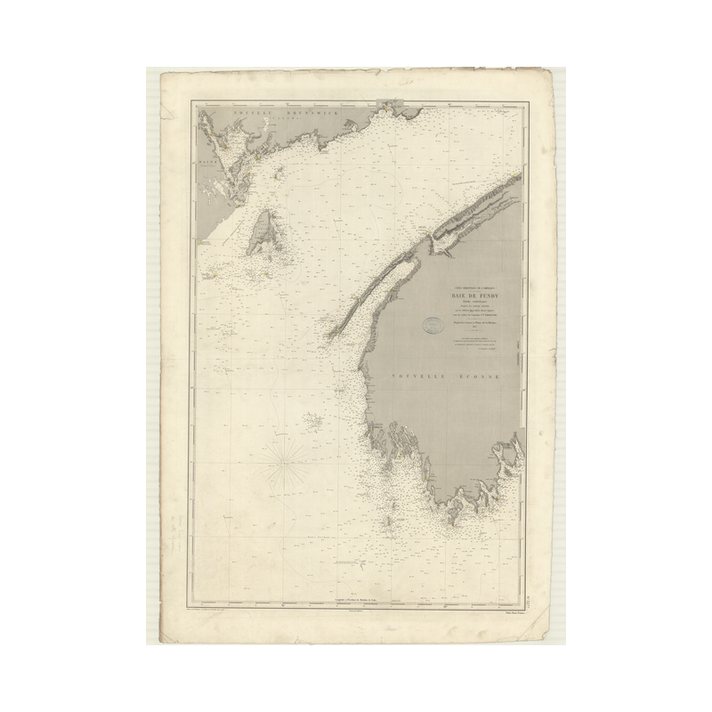 Reproduction carte marine ancienne - 3277 - FUNDY (Baie) - CANADA (Côte Est) - ATLANTIQUE, AMERIQUE DU NORD (Côte Est) - (1873 -