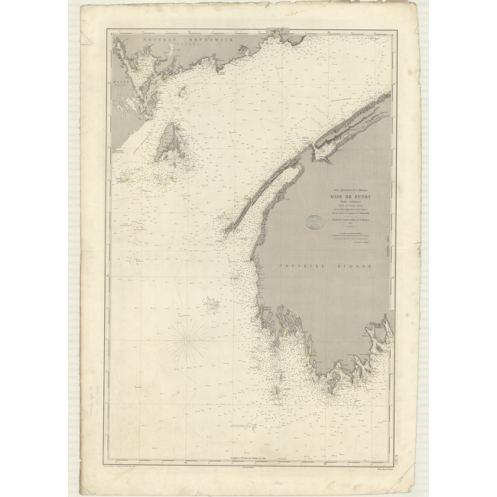 Reproduction carte marine ancienne Shom - 3277 - FUNDY (Baie) - CANADA (Côte Est) - Atlantique,AMERIQUE de NORD (Côte