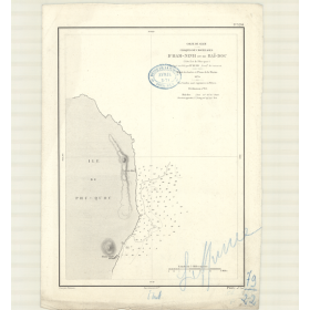 Reproduction carte marine ancienne Shom - 3298 - pHU-QUOC (île), HAM-NINH (Mouillage), BAI-DOC (Mouillage) - pACIFIQUE,