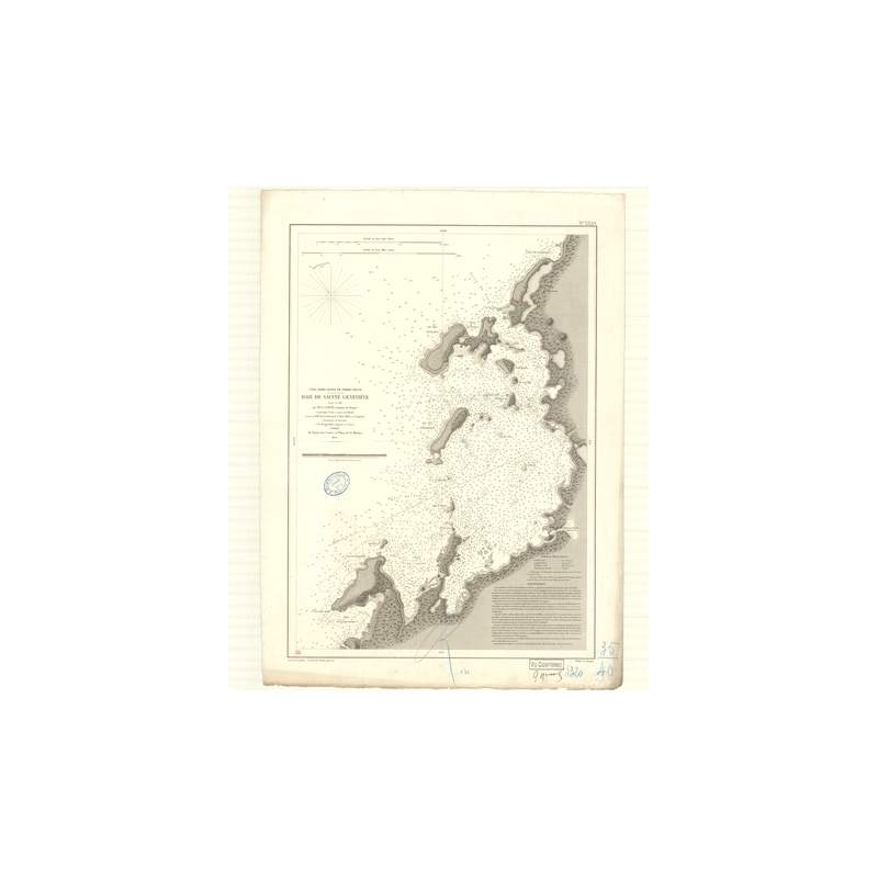 Reproduction carte marine ancienne - 3320 - TERRE-NEUVE (Côte Nord-Ouest), SAINTE-GENEVIEVE (Baie) - CANADA (Côte Est) - ATLANTI